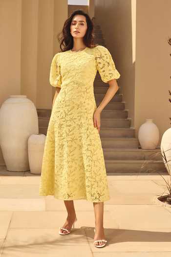 short tan lace dress SHORT BROWN LACE KNIT DRESS main image 0