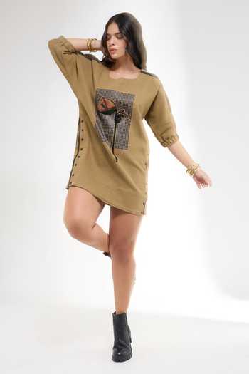 Shop Brown designer Denim Dresses for Women Online | Aza Fashions