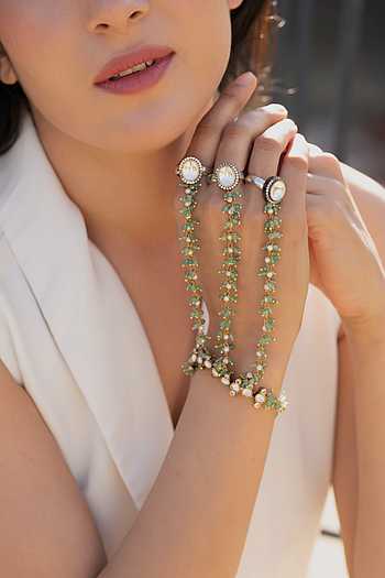 Mint Polki Hathphool Bracelet