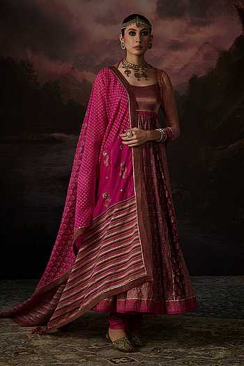 Saima Woven Anarkali Set