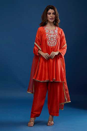 Embroidered Yoke Short Anarkali Set