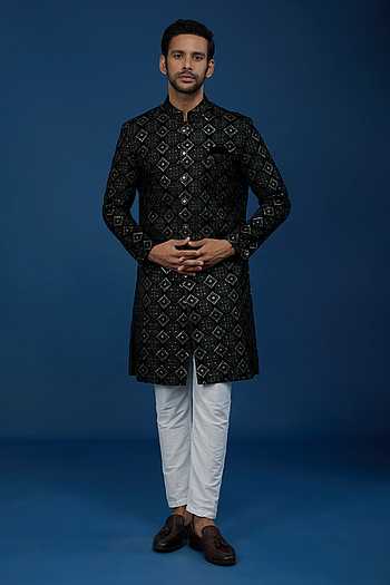 Thread & Sequin Embroidered Sherwani Set 