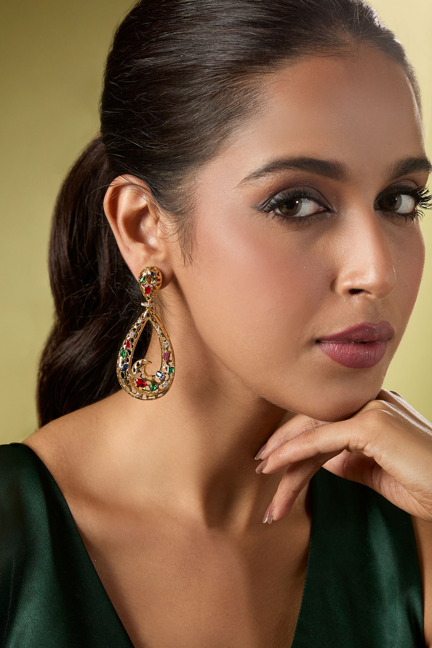 Multi Color Embellished Pair Of Earrings 