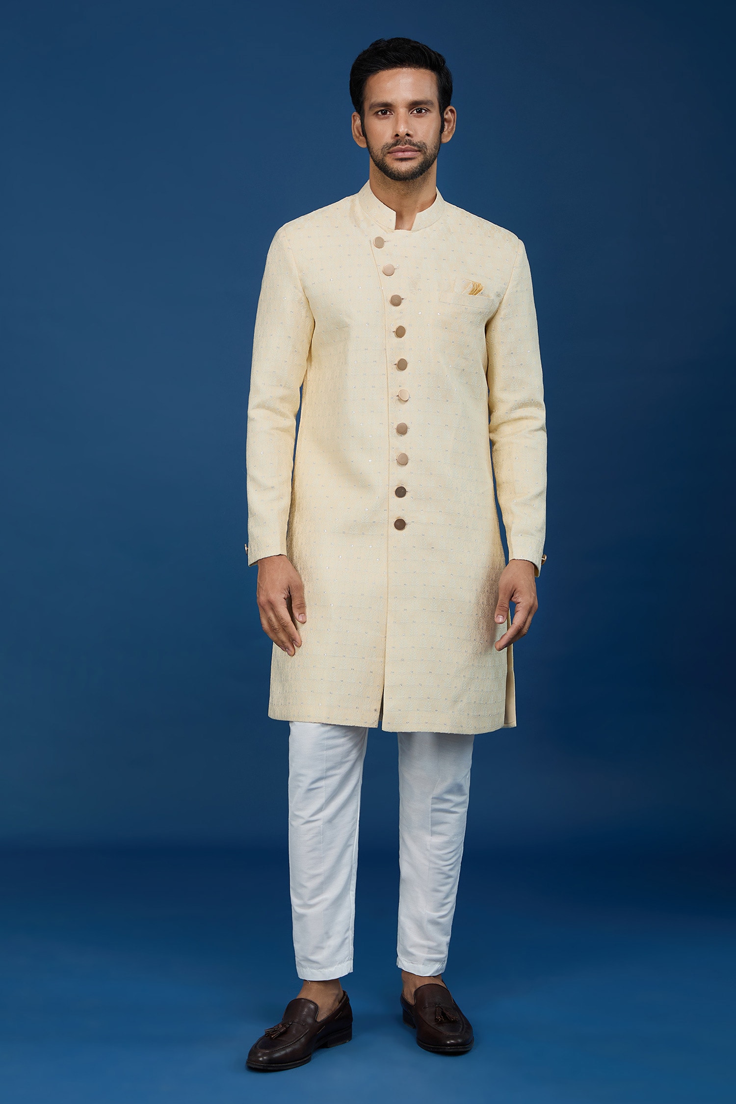 Sequin Embroidered Sherwani & Pant Set 