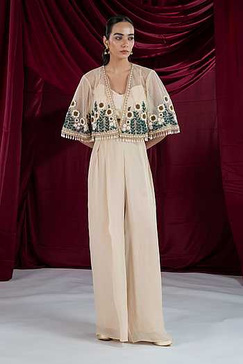 Cappuccino Calm Embroidered Shrug Set