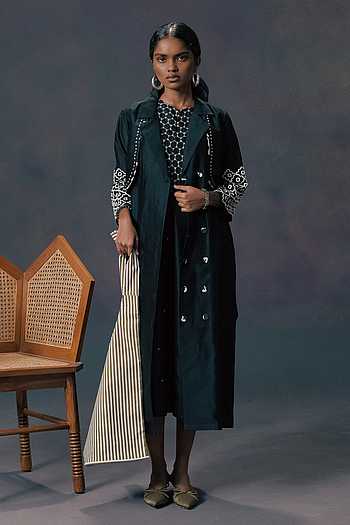 Green Embroidered Jacket & Jumpsuit Set