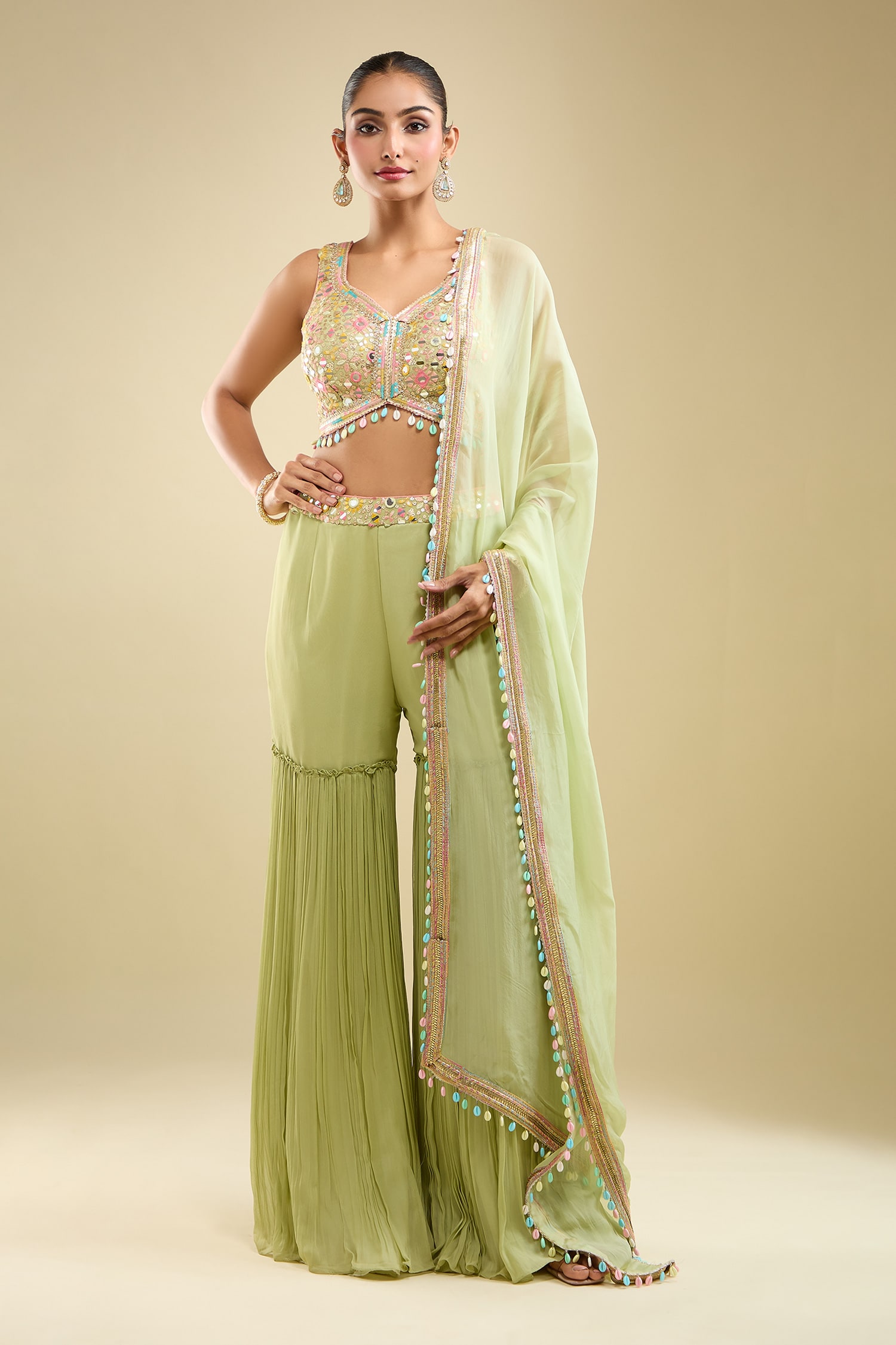 Embroidered Blouse Gharara Set 