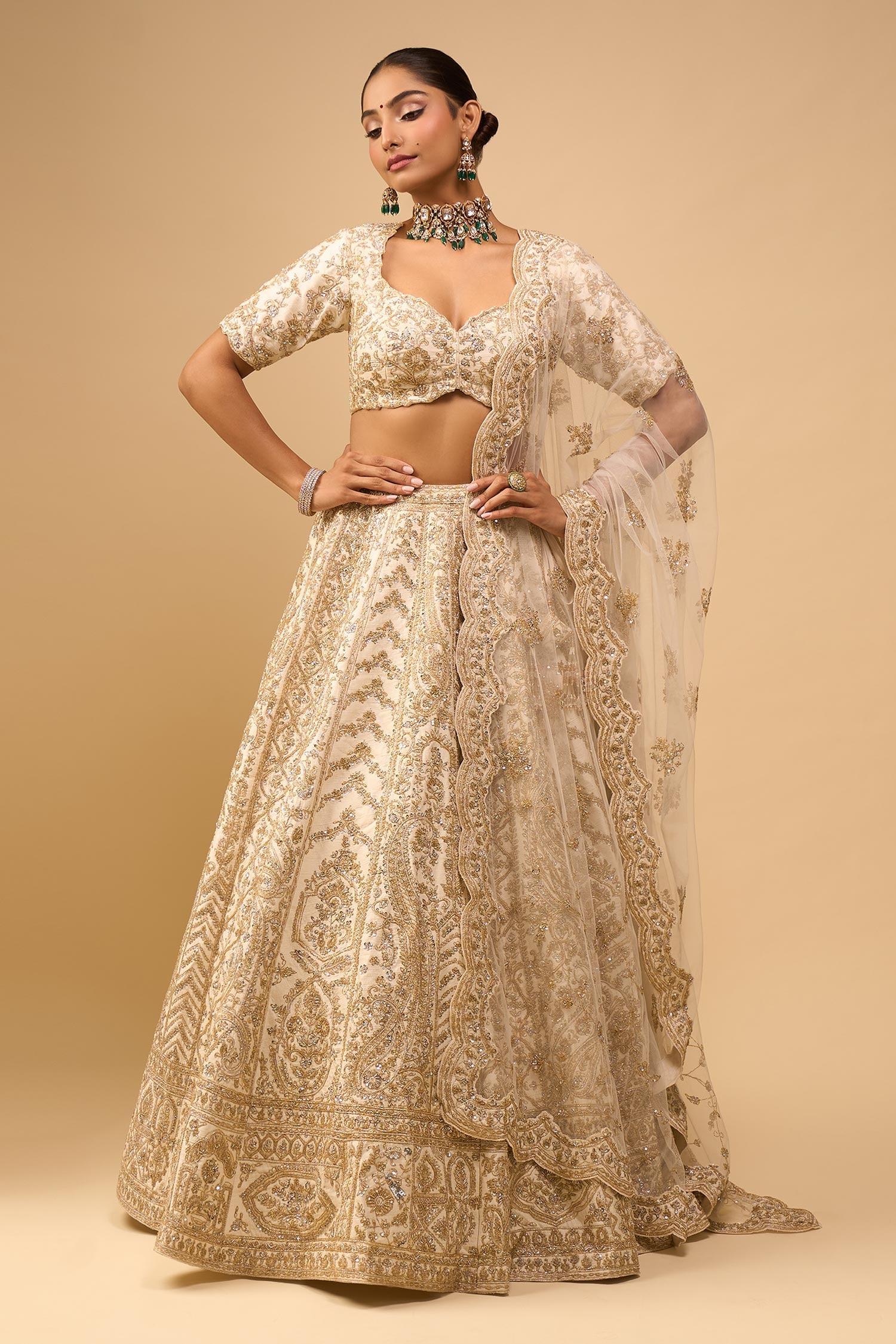 Ivory Embroidered Bridal Lehenga Set 