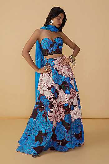 chiffon dupatta dresses Azure Chiffon Formal Dress With Chiffon Dupatta SK 7074  Areeba Trendz