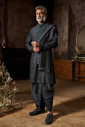 Royal Kurta Dhoti da uomo in seta, dorato, 42