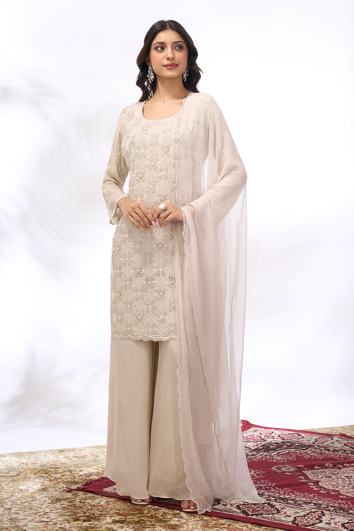 Straight Embroidered Kurta & Sharara Set 