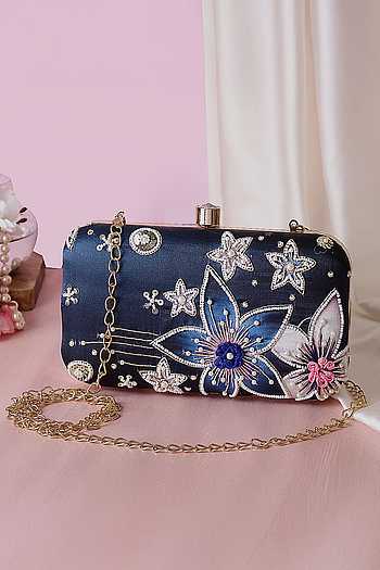 Floral Embroidered & Embellished Clutch 