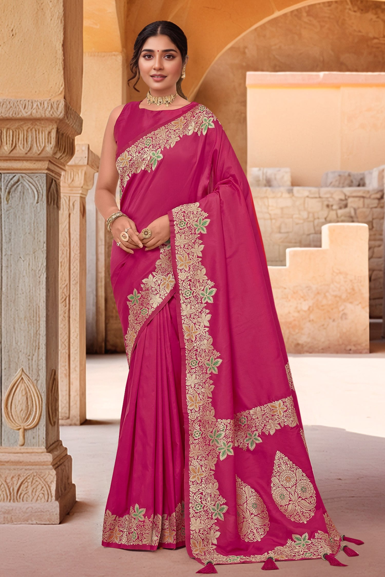 Bloom Woven Saree With Blouse 