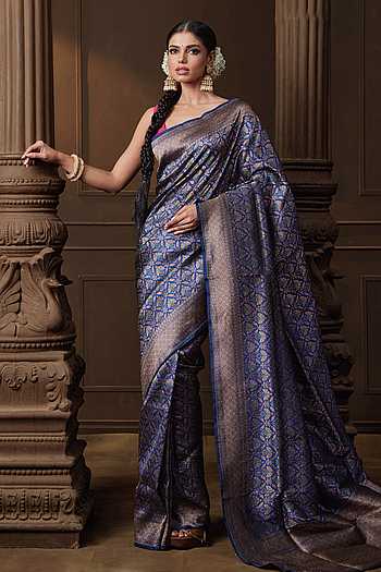 Brocade Meenakari Saree With Running Blouse Piece