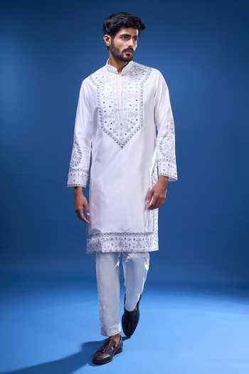 Floral & Mirror Work Kurta Pant Set 