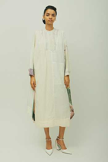 Peony Dobby Striped & Floral Print Dress