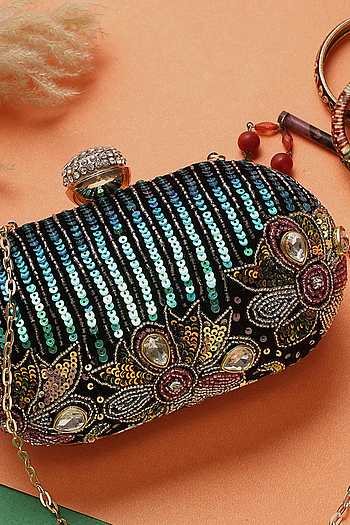 Sequins & Stone Embroidered Clutch Bag 