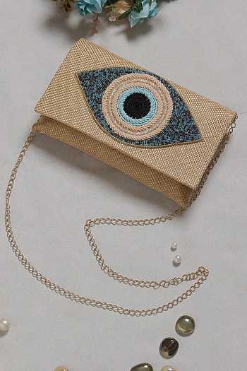 Evil Eye Beaded Flap Clutch 