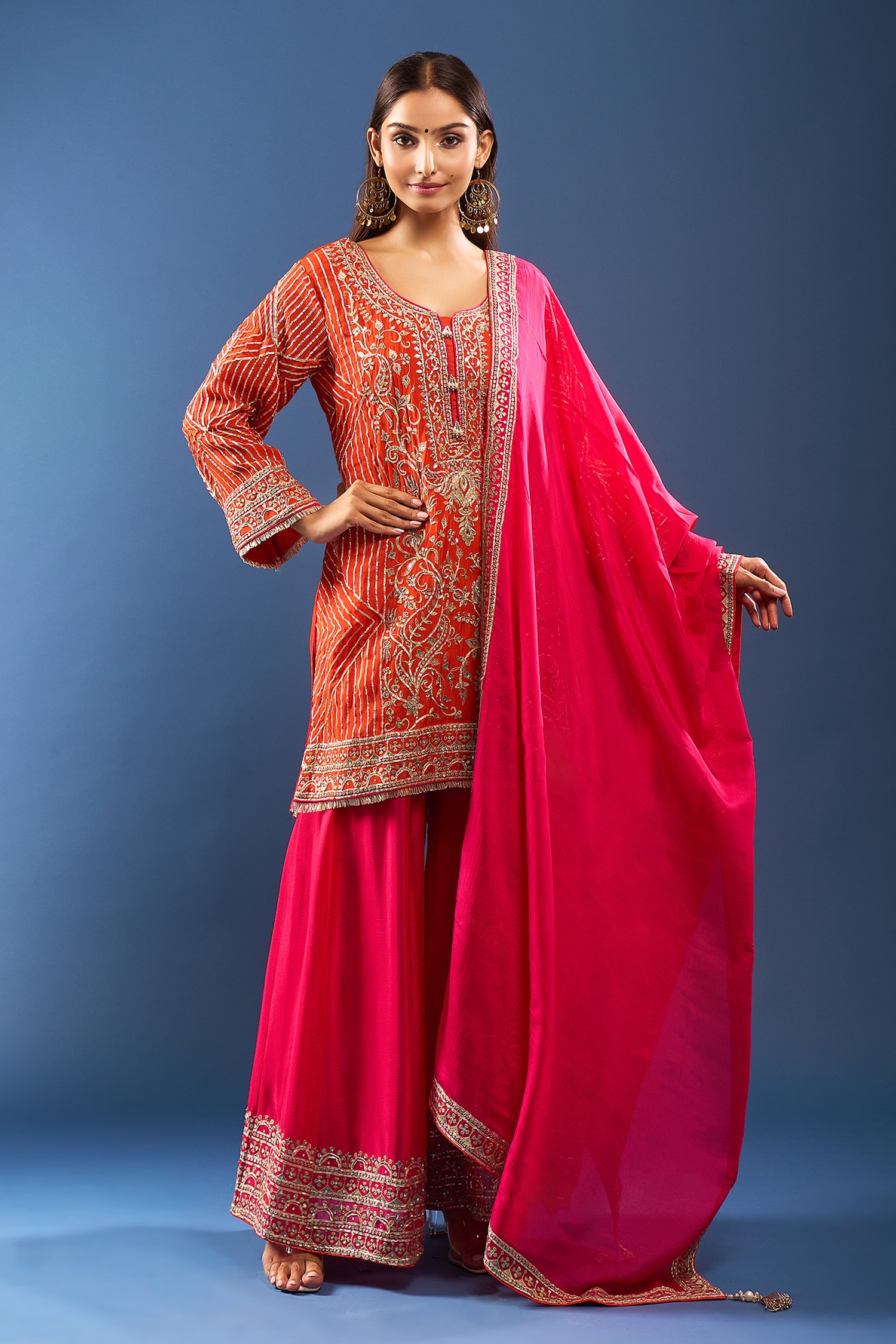 Paisley Embroidered Kurta Sharara Set 