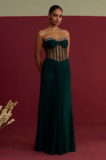 sachin and babi light blue dress Six Stories Women's Chiffon Bandeau Satin Maxi Dress main image 1