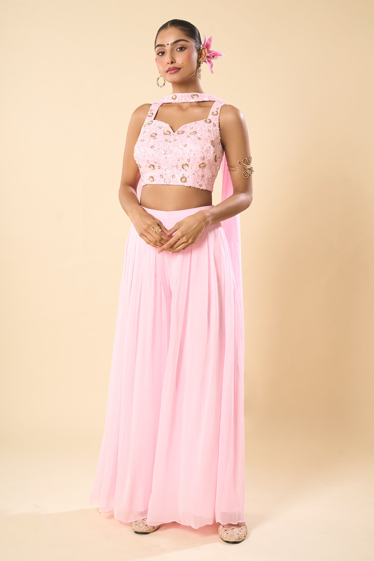 Hand Embroidered Blouse Palazzo Set 