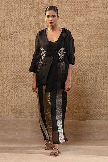 Zardozi Embroidered Organza Jacket & Skirt Set