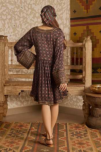 sienna miller brown dress Buy The Work Edit. Bagru Hand Block Printed Cotton Dress main image 0