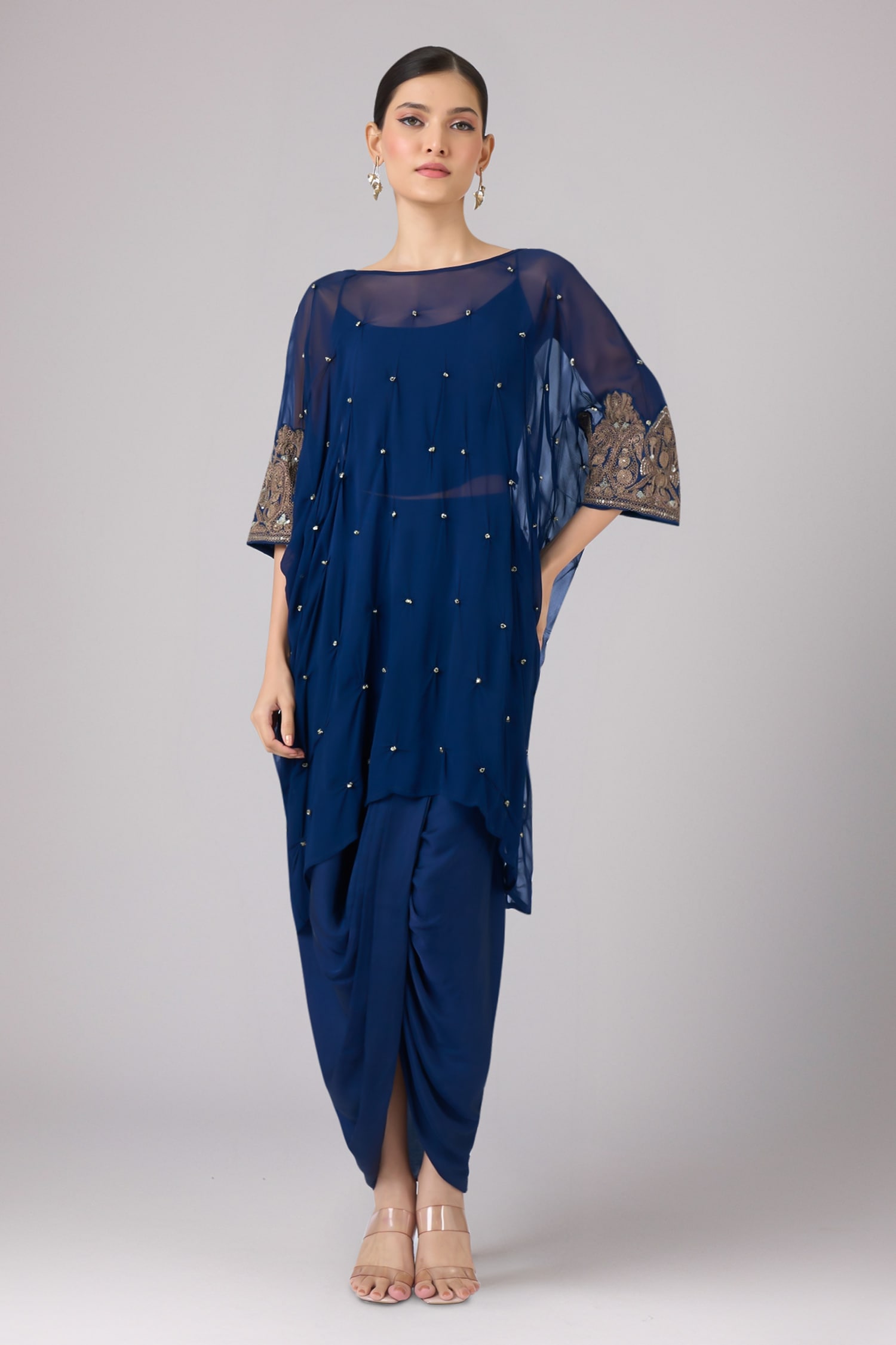 Embroidered Cape & Dhoti Pant Set 