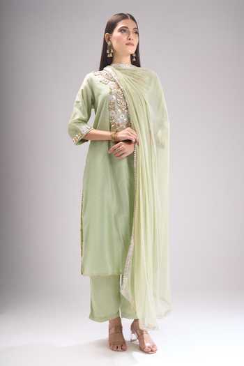 Chanderi Gota Patti Embroidered Kurta Pant Set 