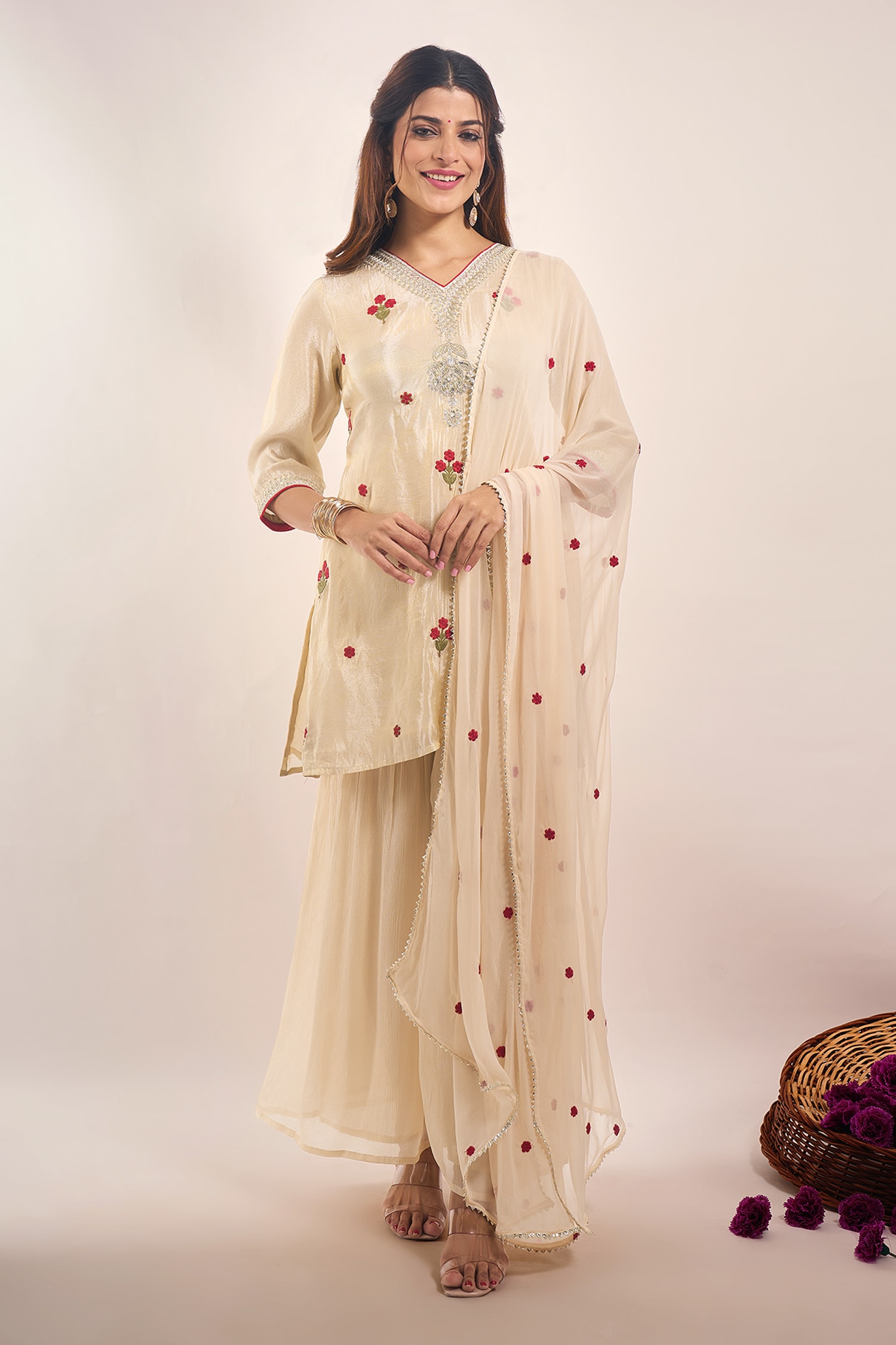 Sequin Embroidered Kurta Sharara Set 