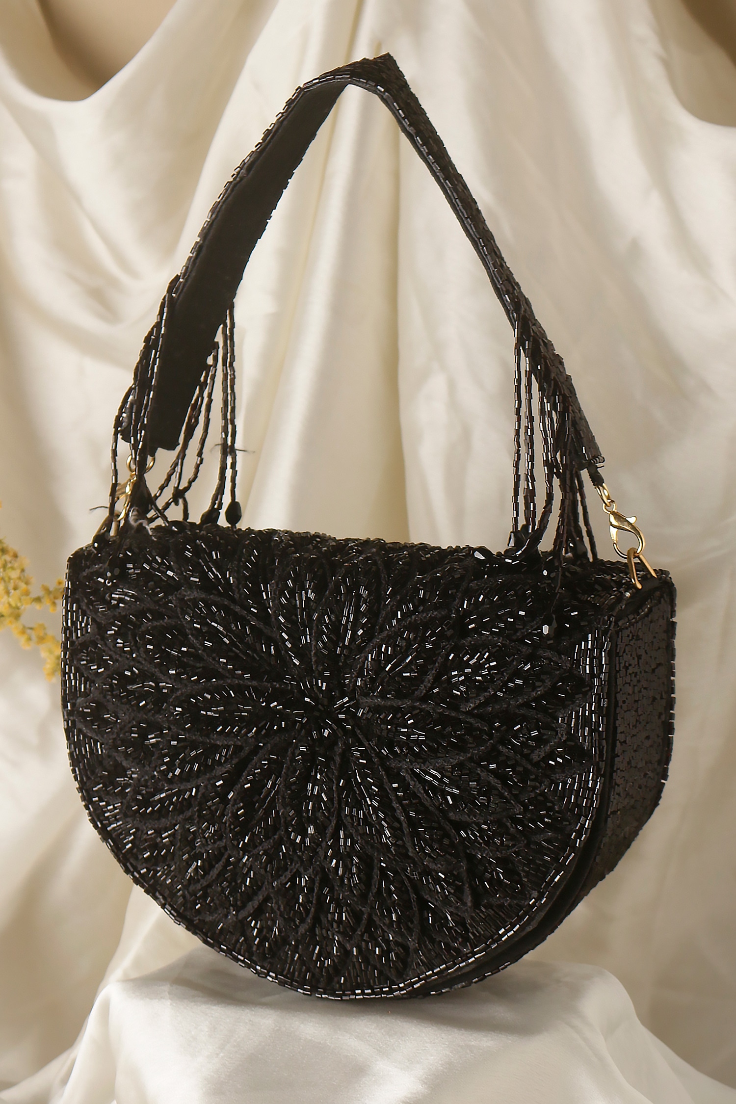 Embroidered Flap Bag with Detachable Handle 