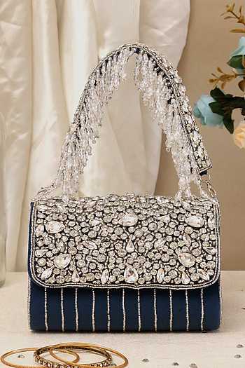 Crystal & Bead Embellished Flap Bag 