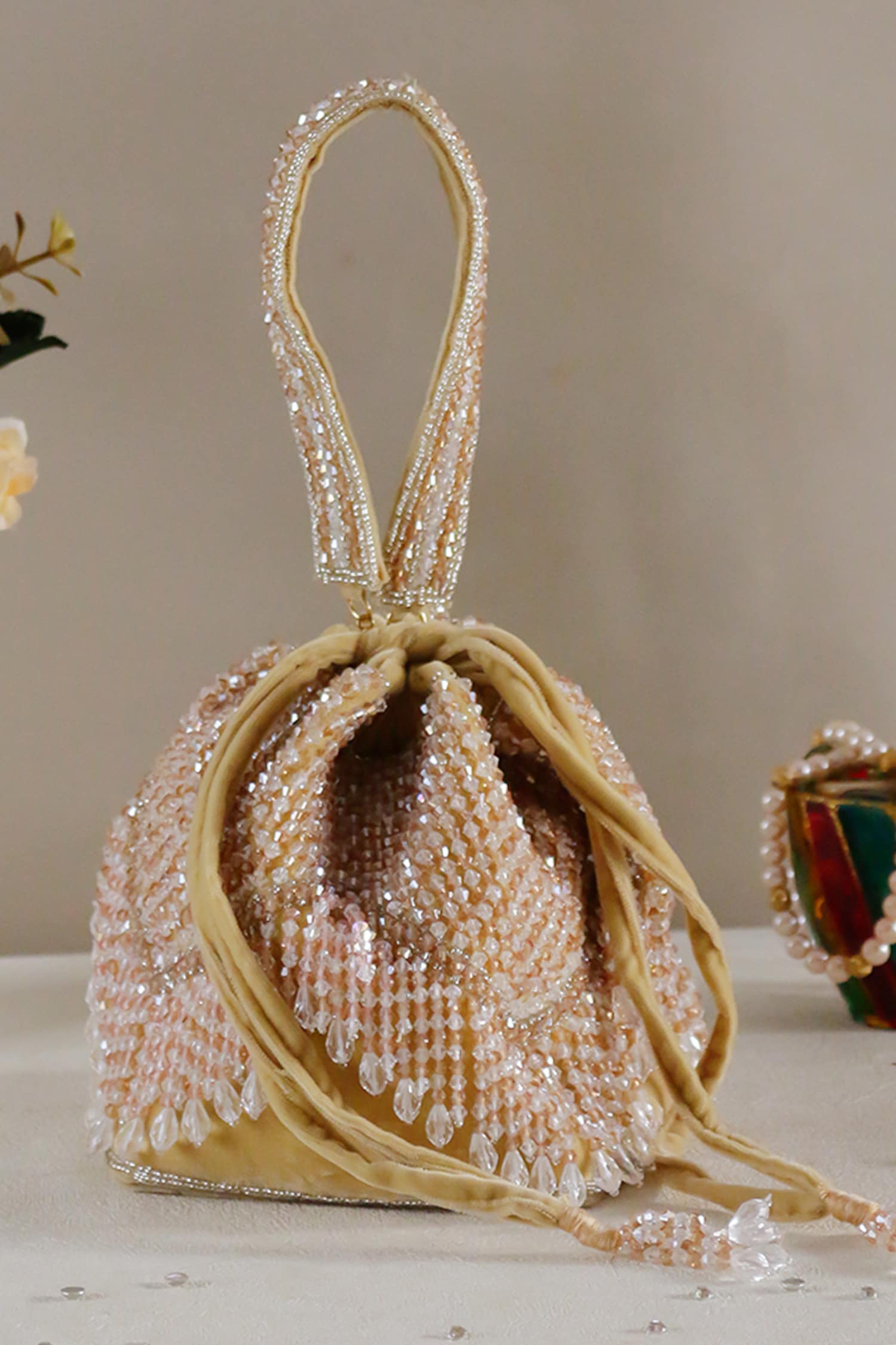 Beaded Sequin & Crystal Drop Potli Bag 