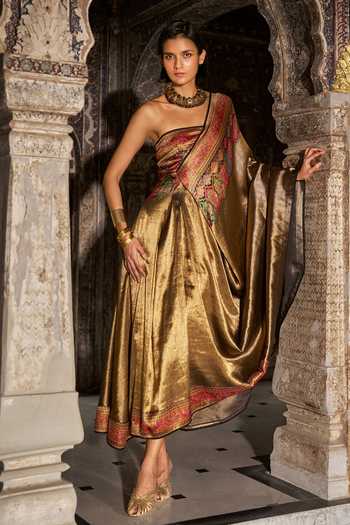 elegant rose gold dress plus size Adrianna Papell Hand Beaded Floral Godet Gown main image 0