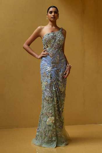 formal & gown sangeet dress for women Plus Size Short Sleeves High low Double V-Neck Bodycon Fishtail Formal  Evening Dress main image 1