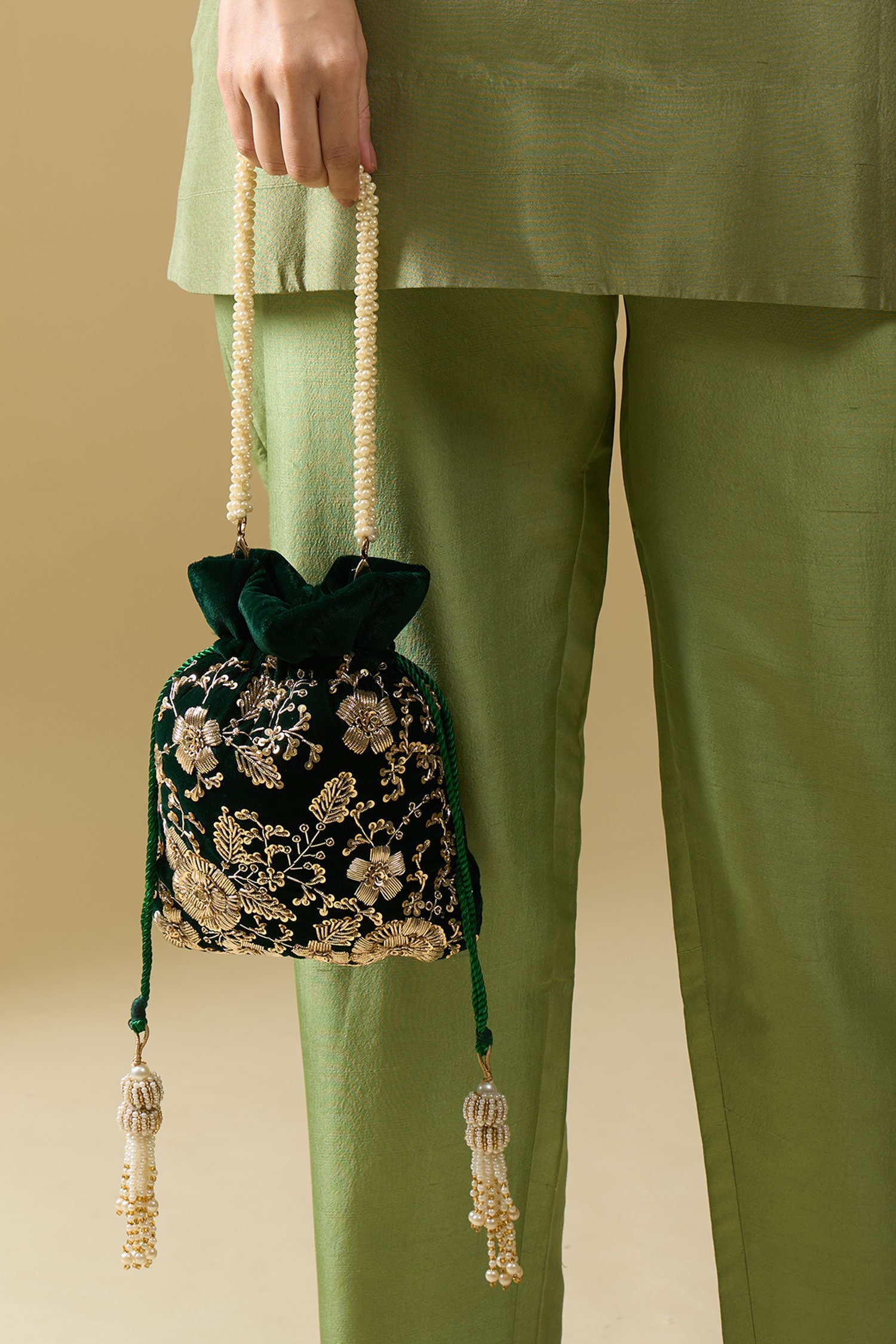 Maharani Zari Hand Embroidered Potli Bag 