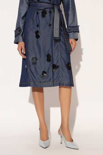 Buy Blue Denim V-neck Nyvora Embellished Trench Dress For Women by  Linetribe Online at Aza Fashions.