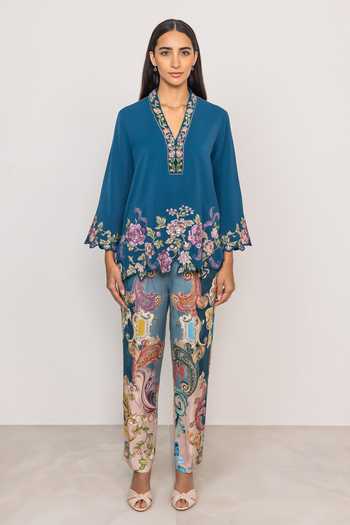 sachin and babi light blue dress Ranna Gill Anthropologie Small Blue Yellow Embroidered Chiffon Lined Maxi  Dress main image 0