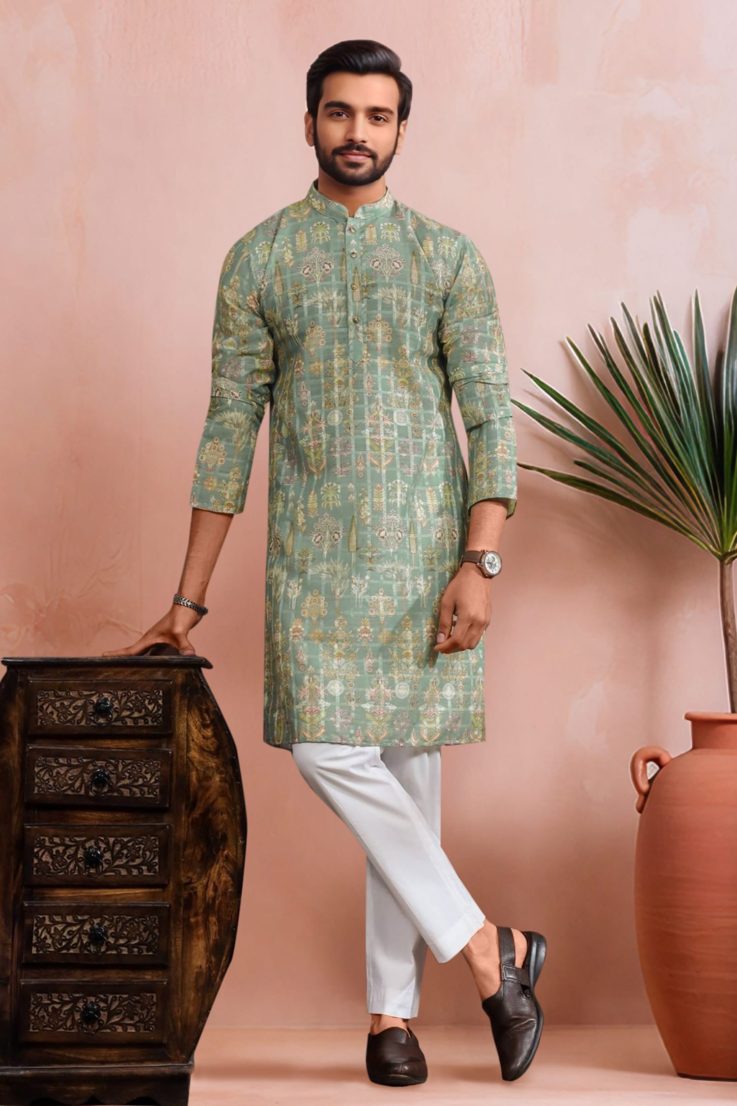 Woven Panels Kurta Set 