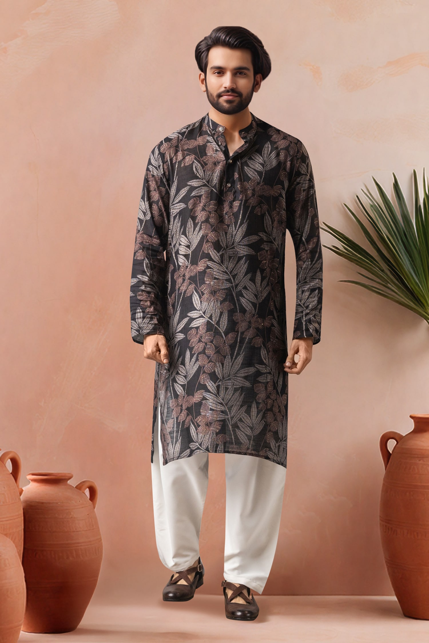 Leaf Print Kurta Set 