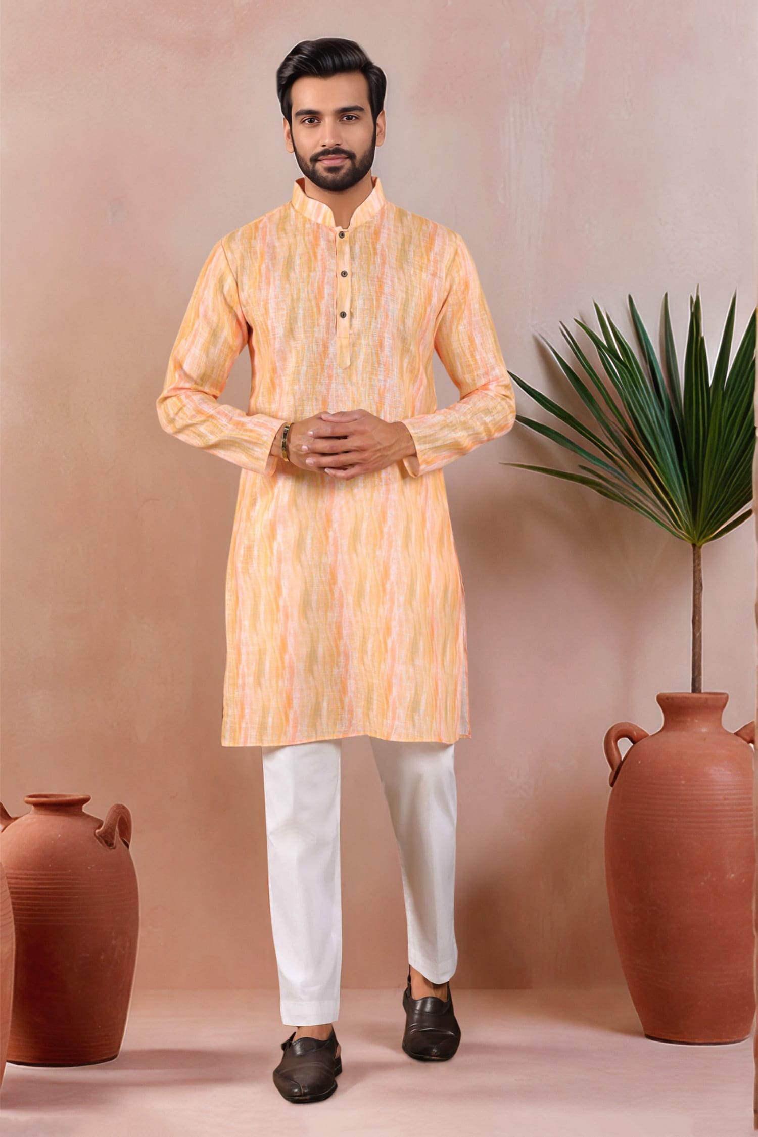 Abstract Print Kurta & Cotton Pant Set 