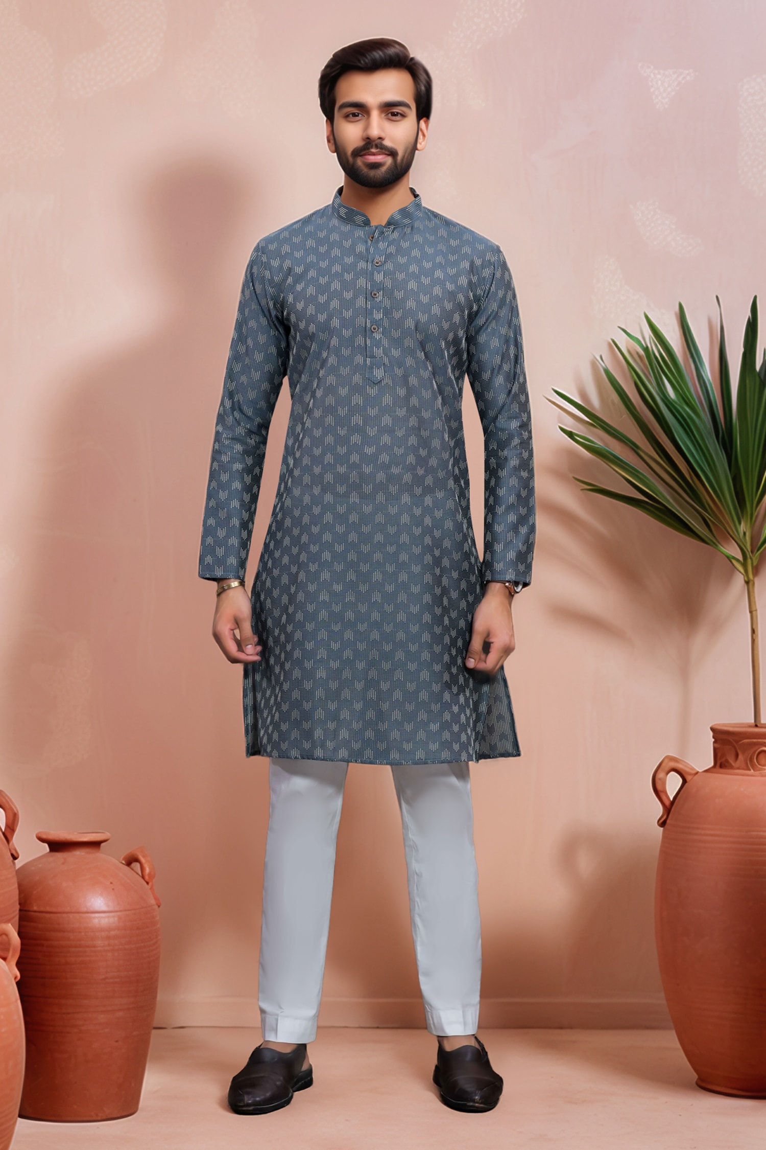 Woven Dobby Kurta & Pant Set 