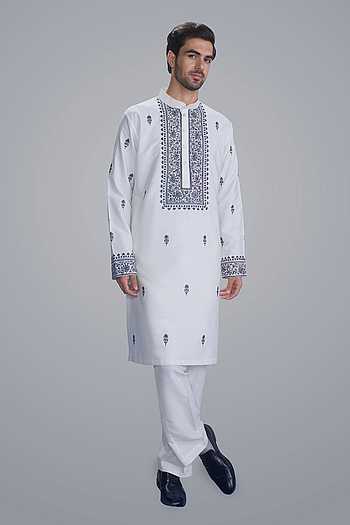 Ivory Embroidered Kurta Pant Set