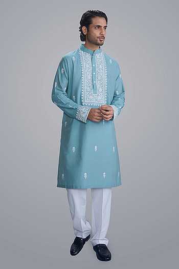 Teal Embroidered Kurta Set
