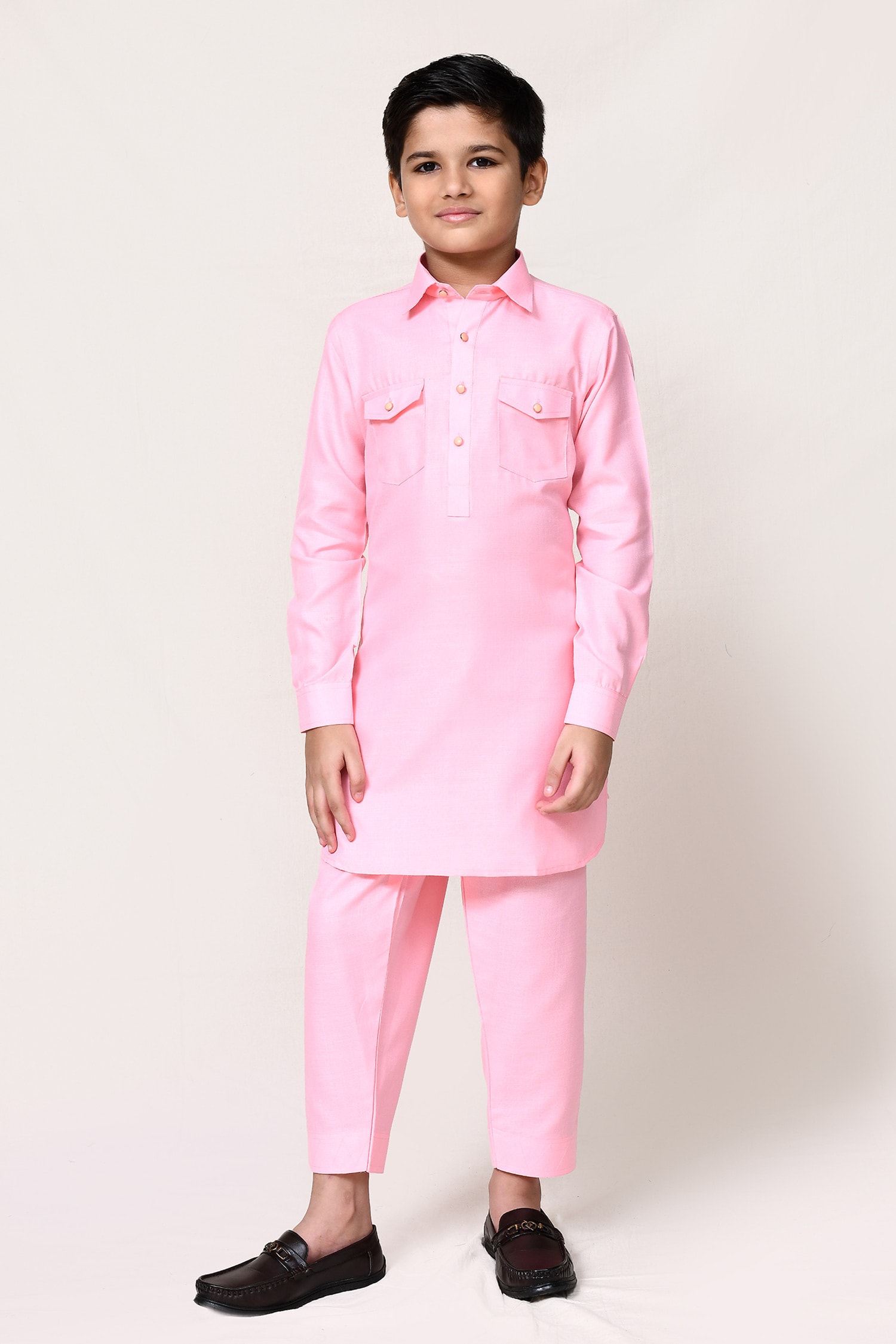 Plain Linen Kurta & Pant Set 