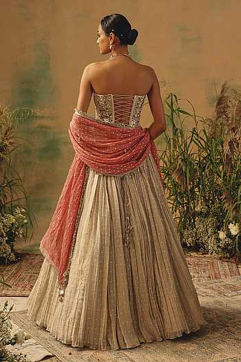 corset indian dress Red Embroidered Corset Dress