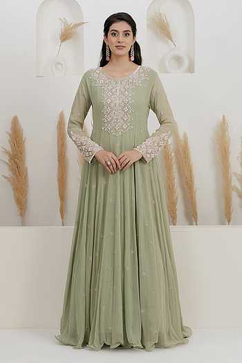 Pearl & Sequin Embroidered Gown