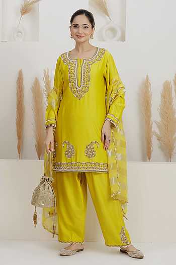 Chanderi Silk Embroidered Kurta Set