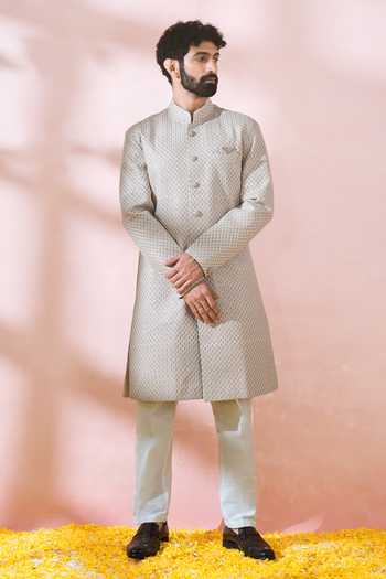 Geometric Pattern Sherwani & Pant Set 