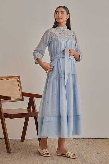 Ellen Applique Embroidered Dress With Belt